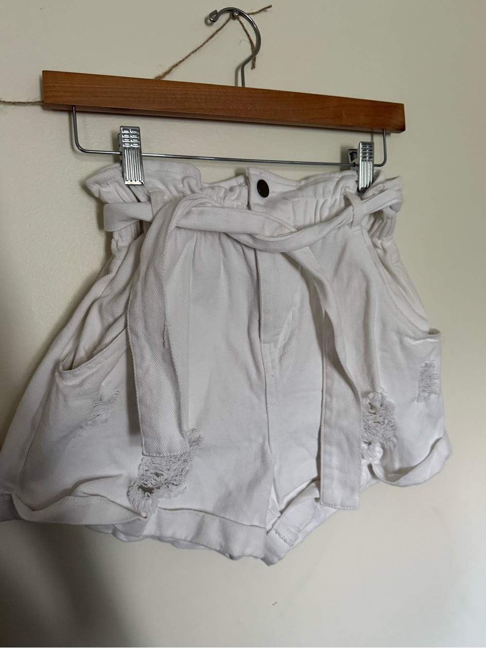 White paper bag shorts